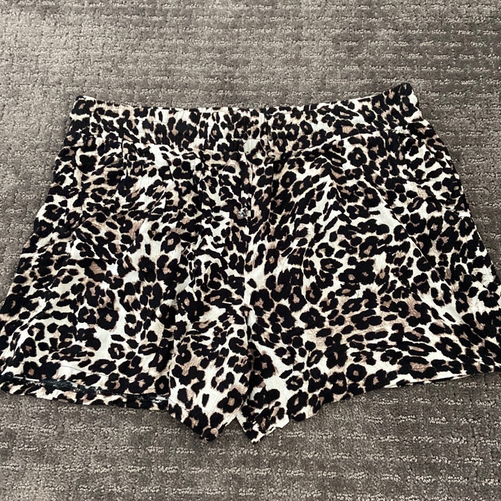 Cheetah print linen shorts